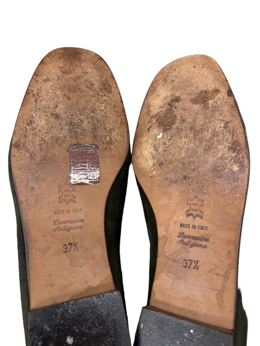 gaLo Suede Ballet Flat Dark Olive Green - back