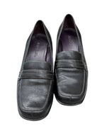 Aerosoles Black Leather Penny Loafer Block Heel - front