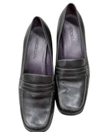 Aerosoles Black Leather Penny Loafer Block Heel - front