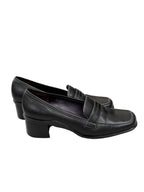 Aerosoles Black Leather Penny Loafer Block Heel - detail