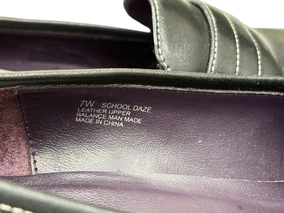 Aerosoles Black Leather Penny Loafer Block Heel - label