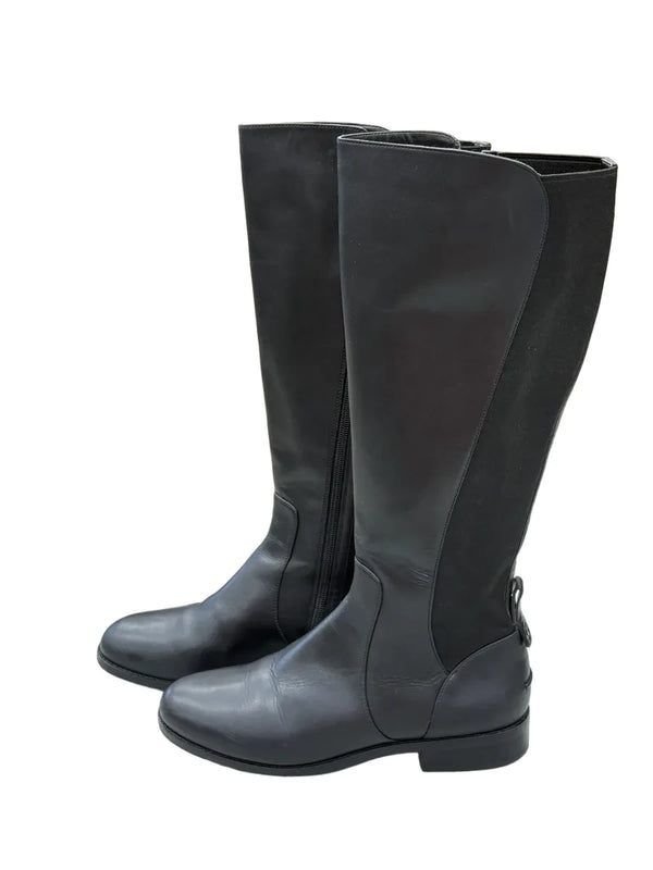 Cole Haan Black Leather Knee-High Riding Boots - detail