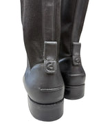Cole Haan Black Leather Knee-High Riding Boots - detail
