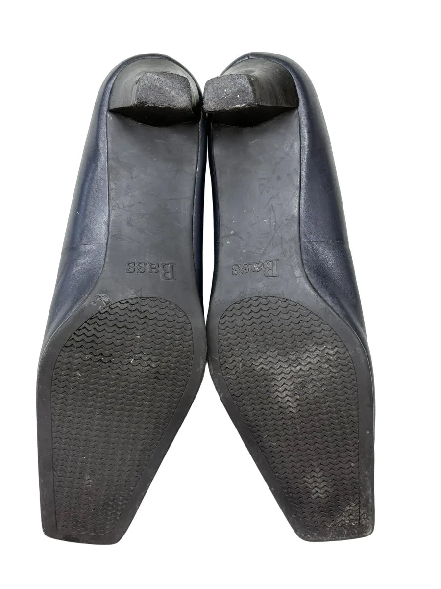 Bass Tristie Navy Leather Kitten Heel Pumps - back