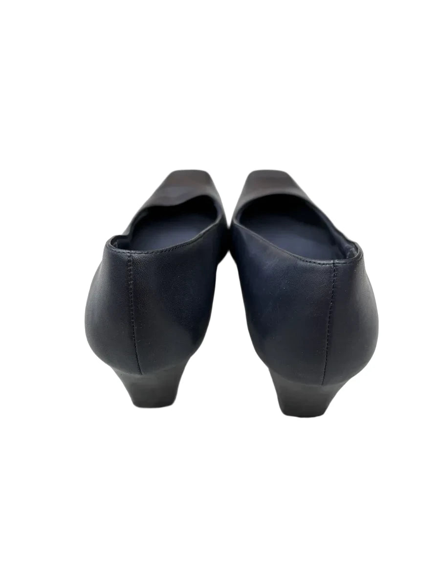 Bass Tristie Navy Leather Kitten Heel Pumps - back