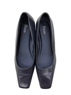 Bass Tristie Navy Leather Kitten Heel Pumps - front
