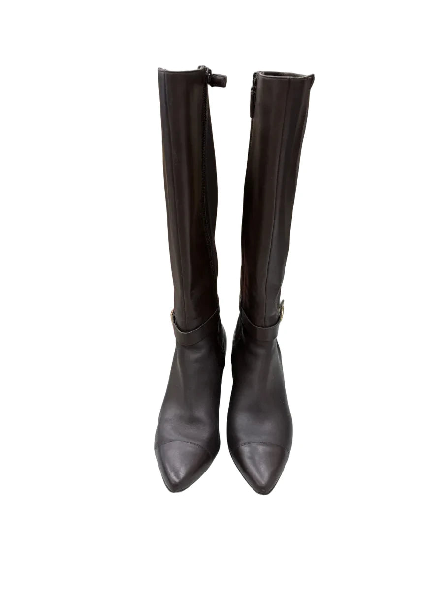 Cole Haan Brown Leather Knee-High Heeled Boots - front