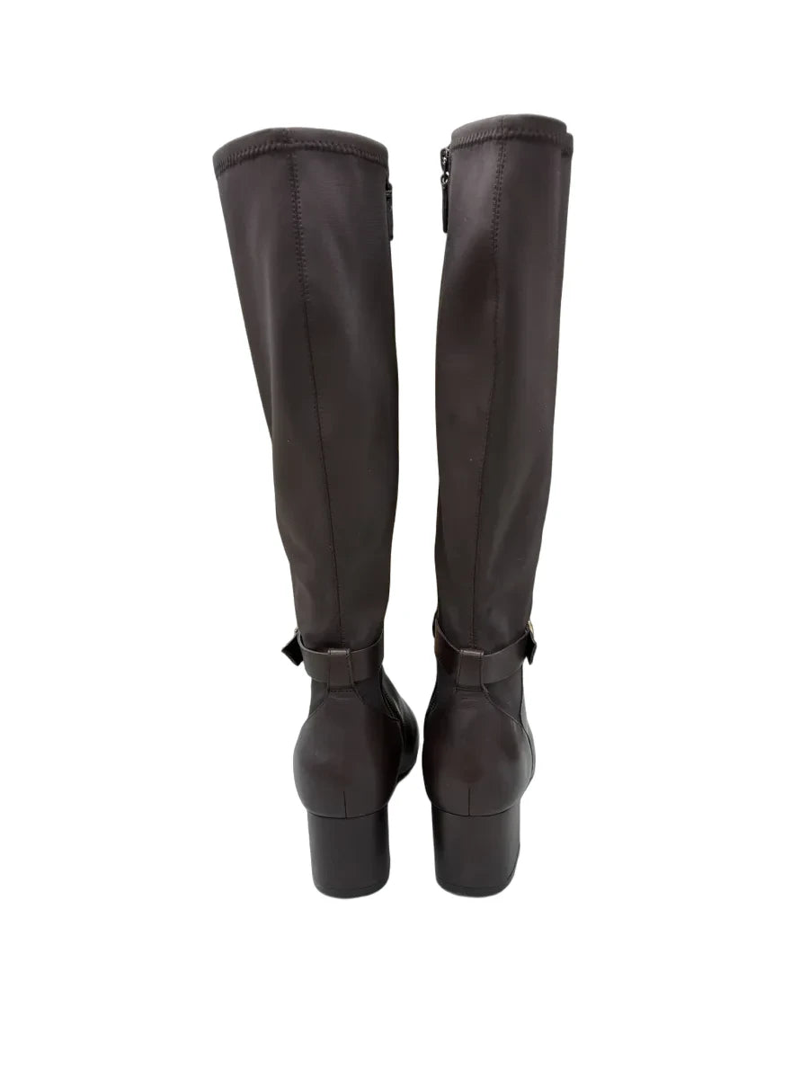 Cole Haan Brown Leather Knee-High Heeled Boots - back