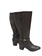 Cole Haan Brown Leather Knee-High Heeled Boots - detail