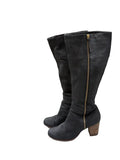Cole Haan Black Pebbled Leather Knee-High Boots - detail