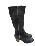 Cole Haan Black Pebbled Leather Knee-High Boots - detail
