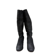Cole Haan Black Pebbled Leather Knee-High Boots - front