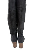 Cole Haan Black Pebbled Leather Knee-High Boots - back