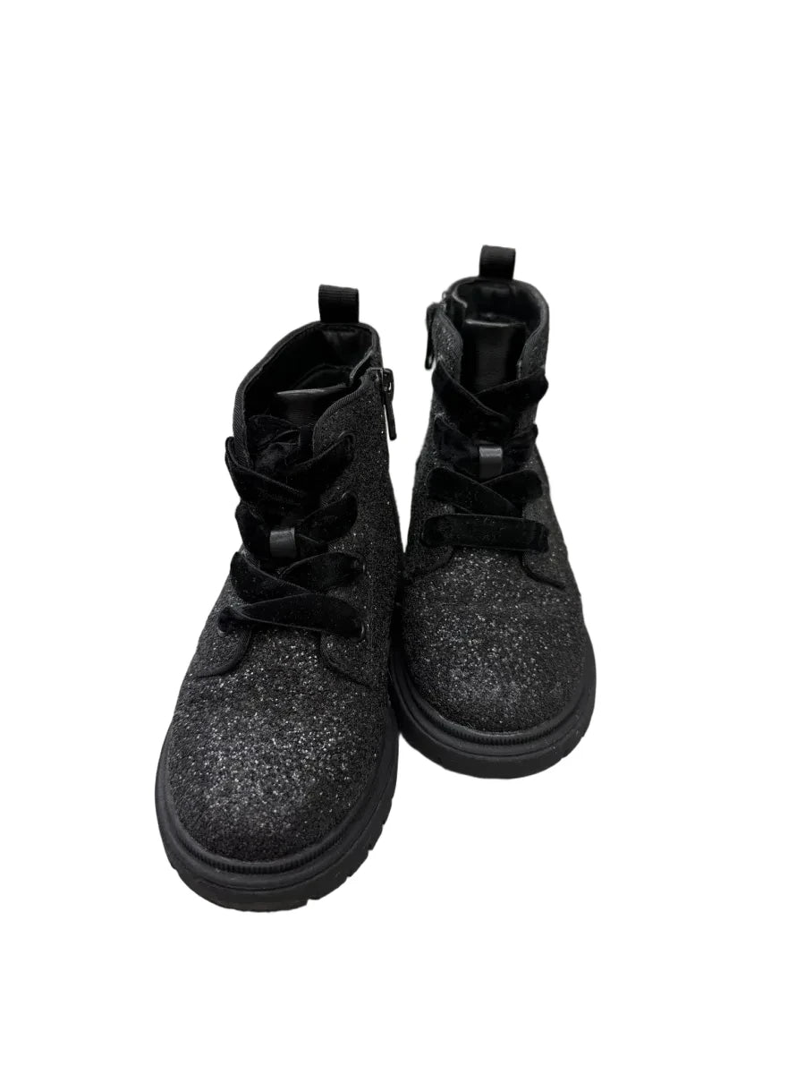 Cat & Jack Black Glitter Combat Boots Kids - front