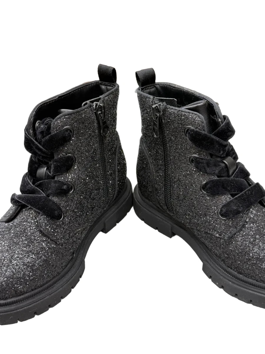 Cat & Jack Black Glitter Combat Boots Kids - detail