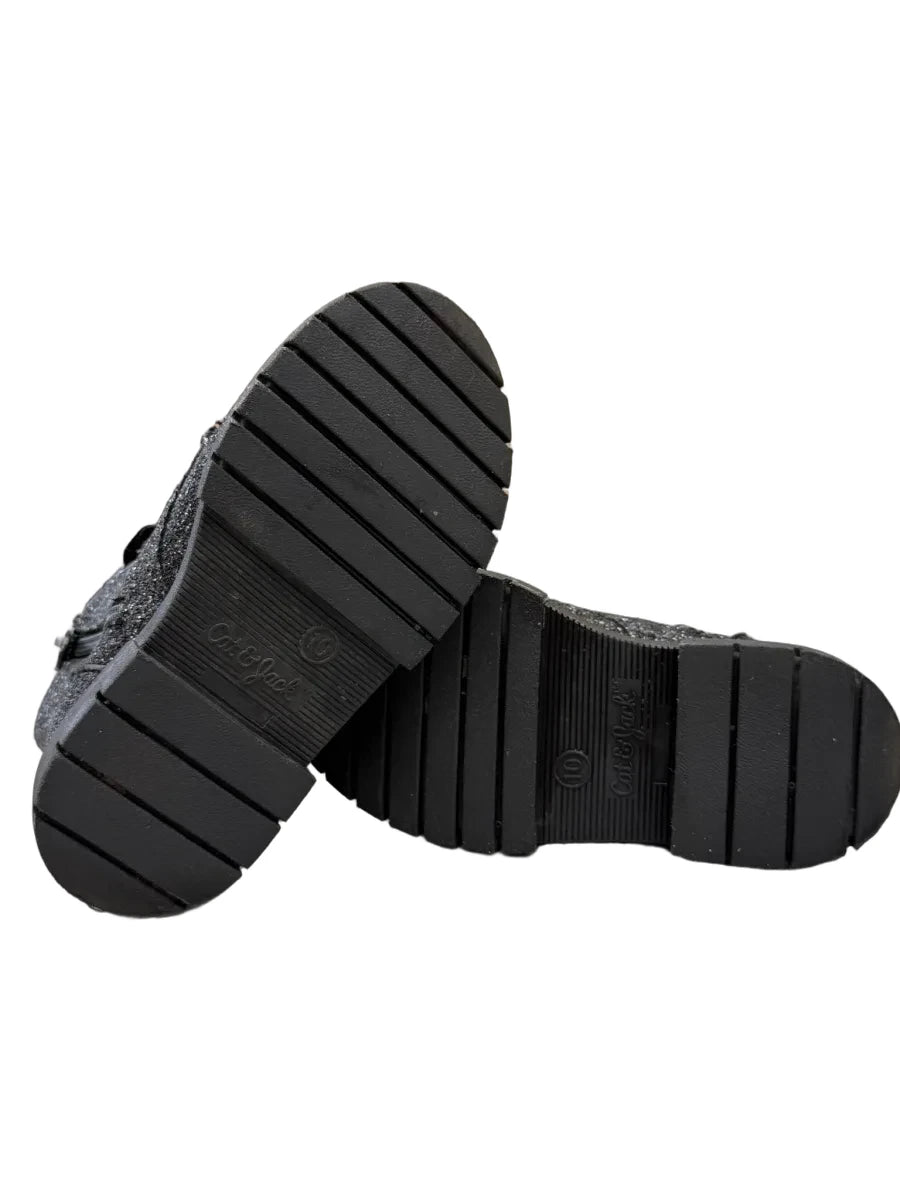 Cat & Jack Black Glitter Combat Boots Kids - back