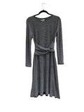 Max Studio Black White Striped Twist-Front Midi Dress - front