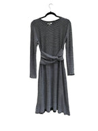 Max Studio Black White Striped Twist-Front Midi Dress - front