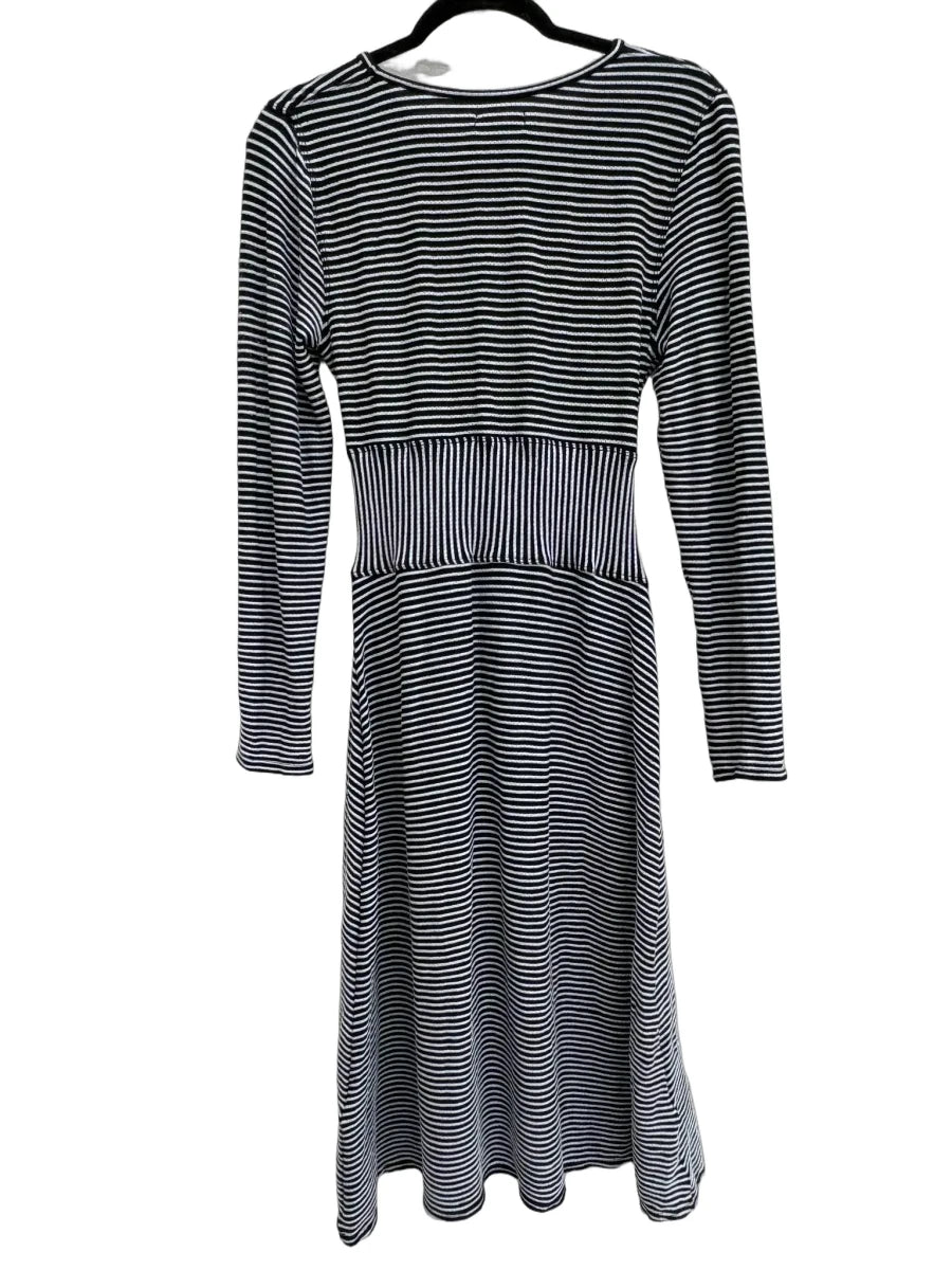 Max Studio Black White Striped Twist-Front Midi Dress - back