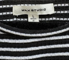 Max Studio Black White Striped Twist-Front Midi Dress - tag