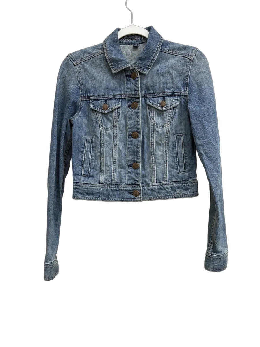 American Eagle Light Wash Denim Trucker Jacket - front
