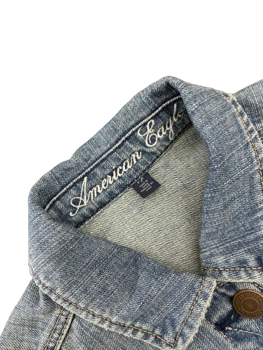 American Eagle Light Wash Denim Trucker Jacket - tag