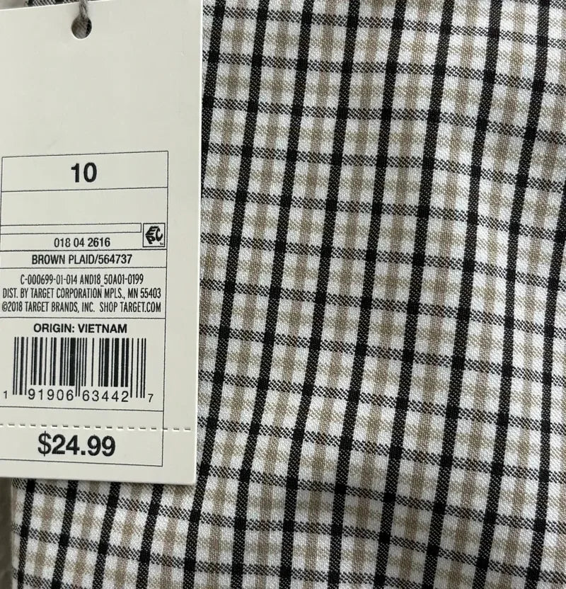 A New Day Brown Plaid Skinny Ankle Pants Size 10 - tag