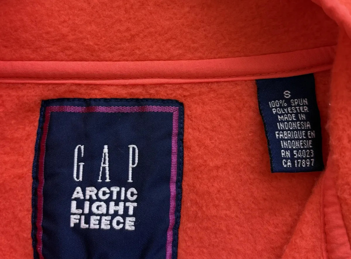 GAP Orange Fleece Snap Pullover Size S - tag