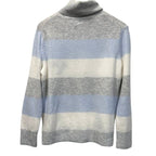 Ce Ce woman's sweater striped in blue white and grey with ski patterns size M