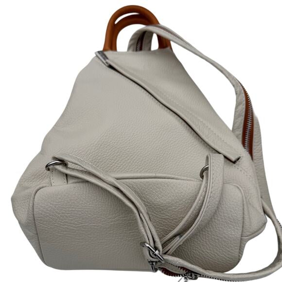 Valentina crossbody bag pack in off white color with caramel brown strap
