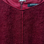 Kenneth Cole New York Burgundy Sleeveless Tweed Sheath Dress Size 4 Fringe Hem