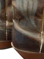 Justin SVL2002 Western Cowboy Boots Brown Leather Turquoise Stitch Women’s 9B