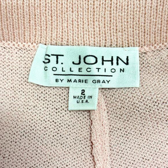 St. John Collection Pink Knit Pants Size 2 USA Made Elastic Waist Luxury Knit