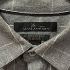 Marc Anthony slim fit men's checkered grey button down shirt in size L