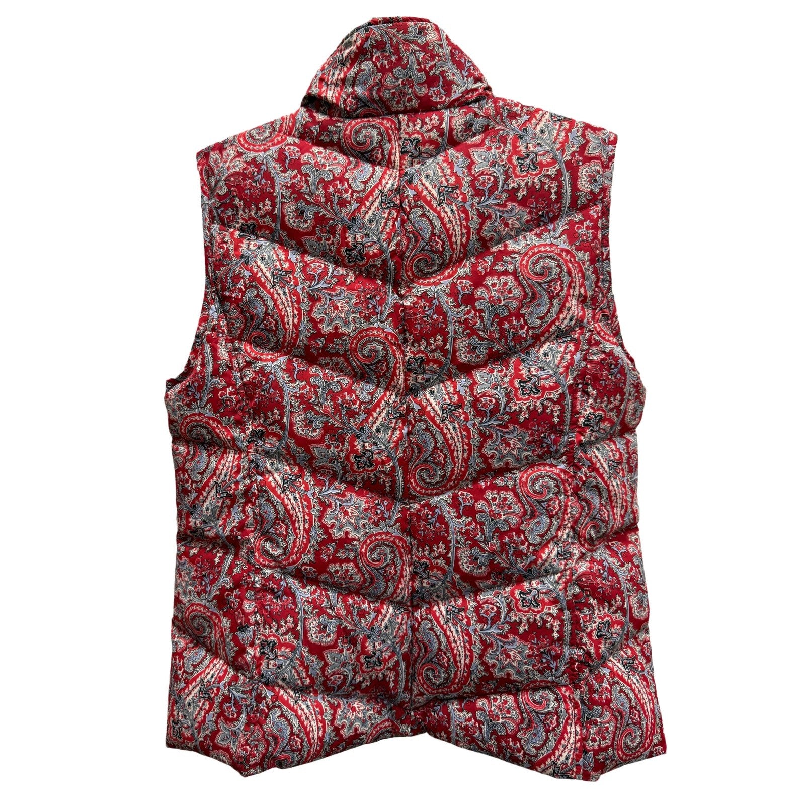 Talbots Petites Paisley Puffer Vest Red Print Zip Front Women’s MP