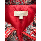 Talbots Petites Paisley Puffer Vest Red Print Zip Front Women’s MP