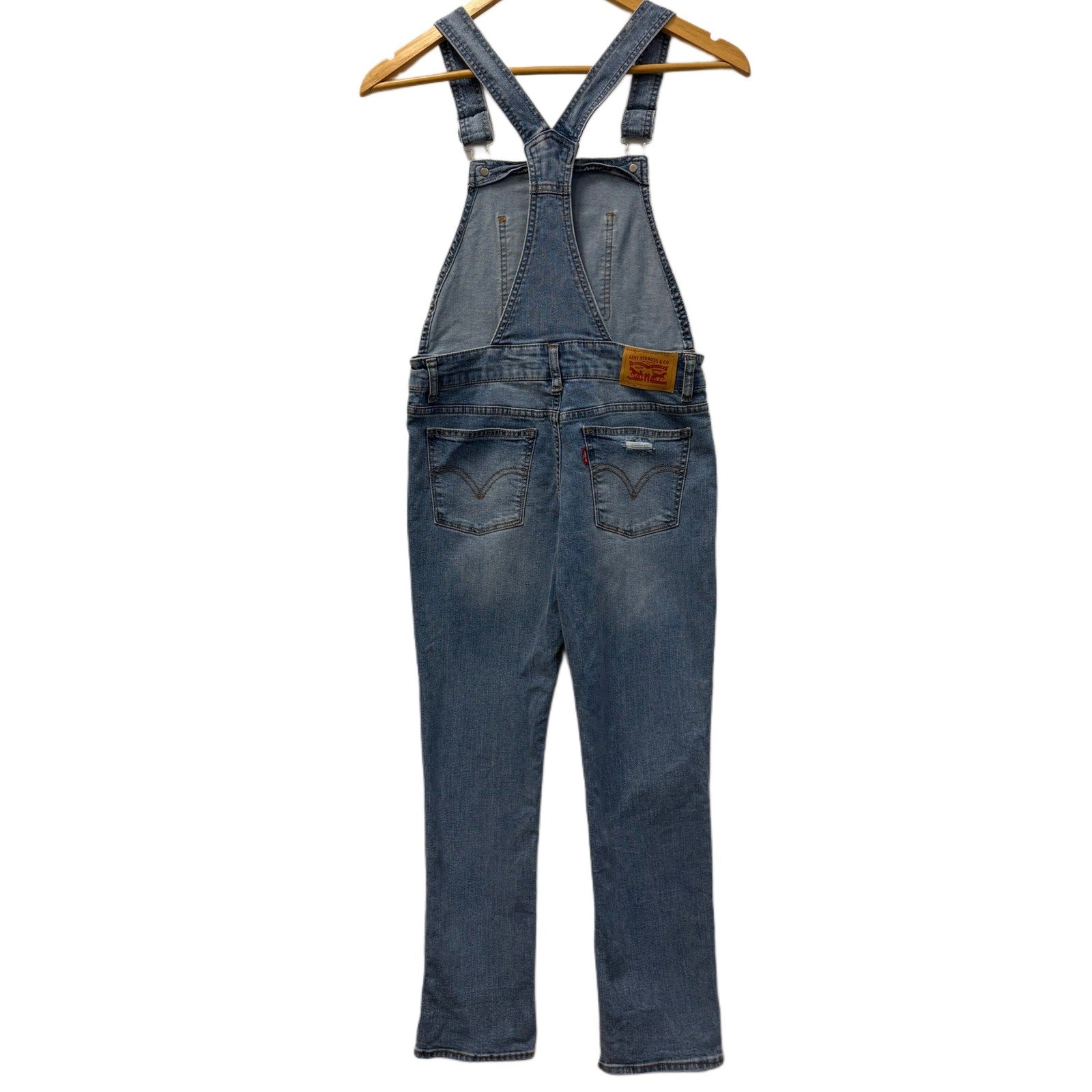 Levi’s Girls Denim Overalls Size 12 Blue Distressed Adjustable Strap Jeans