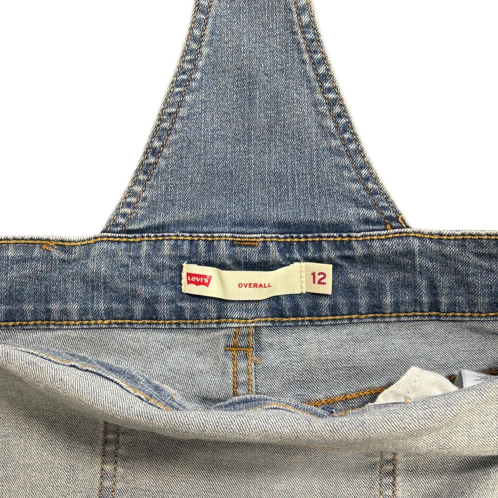 Levi’s Girls Denim Overalls Size 12 Blue Distressed Adjustable Strap Jeans