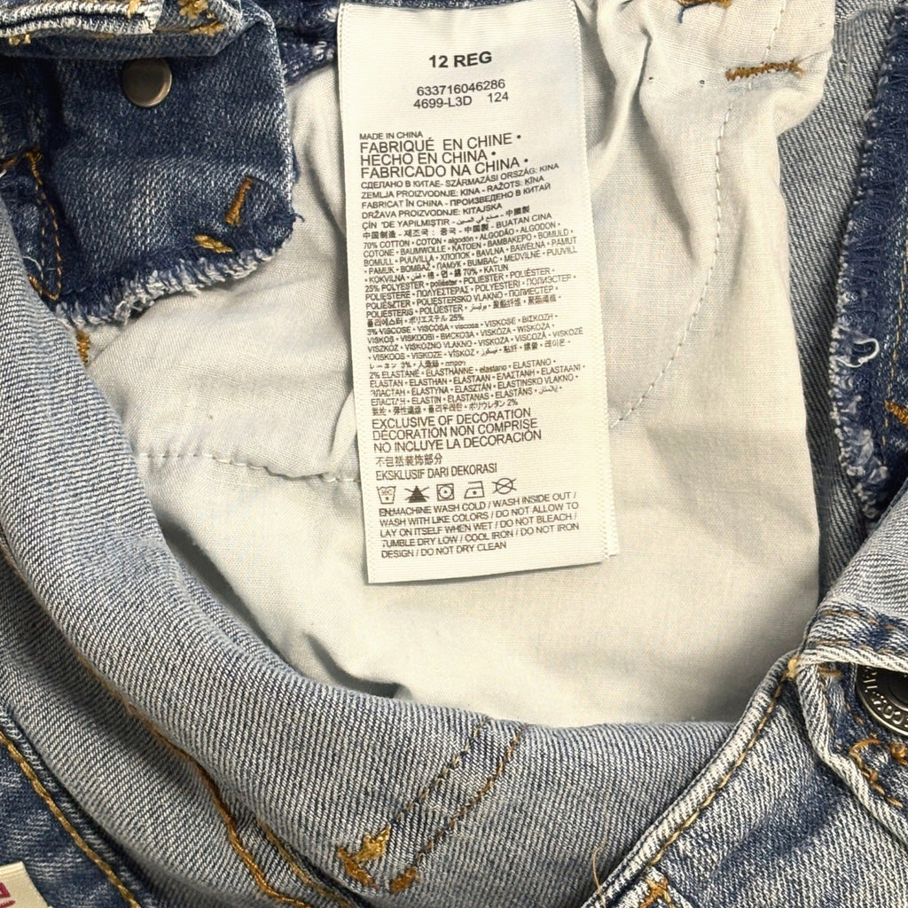 Levi’s Girls Denim Overalls Size 12 Blue Distressed Adjustable Strap Jeans