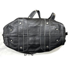 MCM Black Leather Studded Satchel Handbag with Crossbody Strap