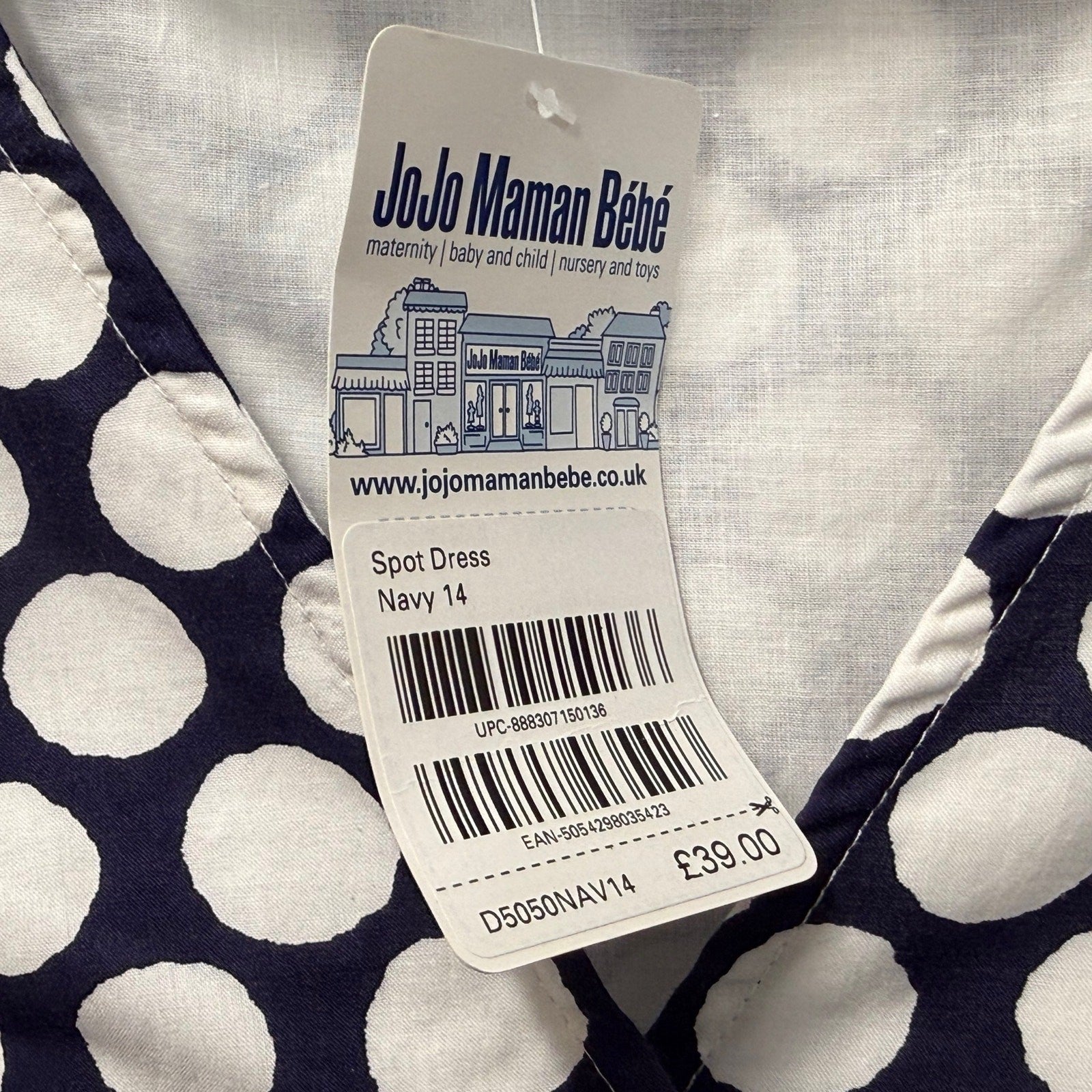 JoJo Maman Bébé Polka Dot Print Dress Navy/White Size 14
