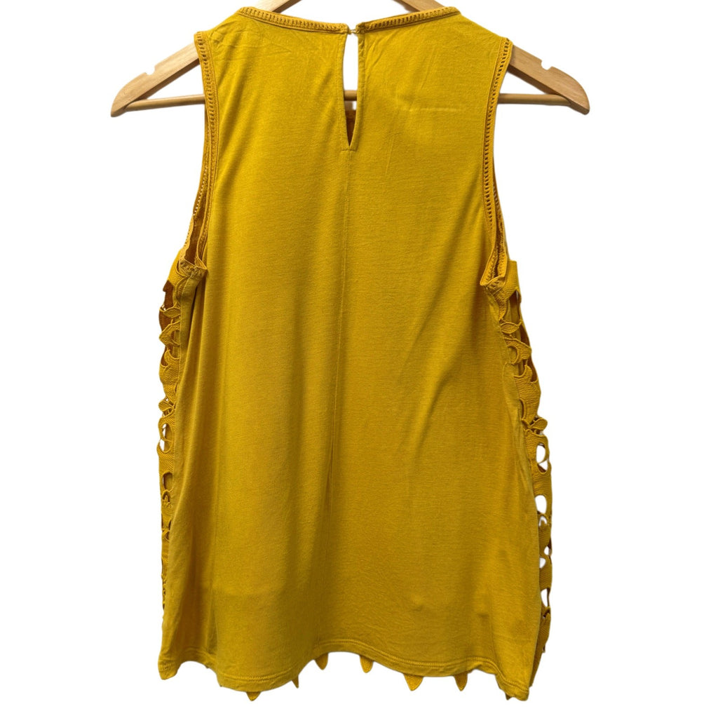 Loft woman's short sleeve top in mustard yellow size s/p