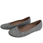 De Blossom Collection Silver Rhinestone Ballet Flats Women Size 7.5 Sparkly Slip-On