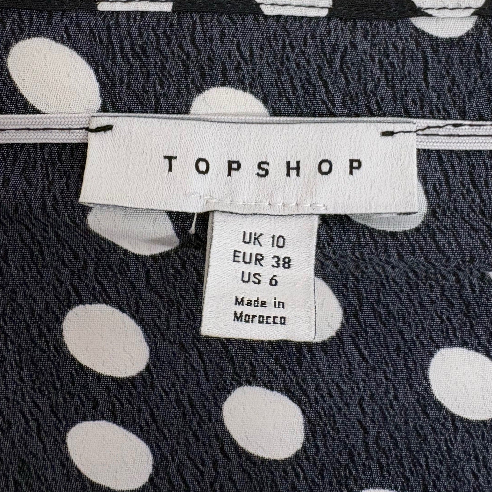 Topshop Black and white polka dot long dress in size 6