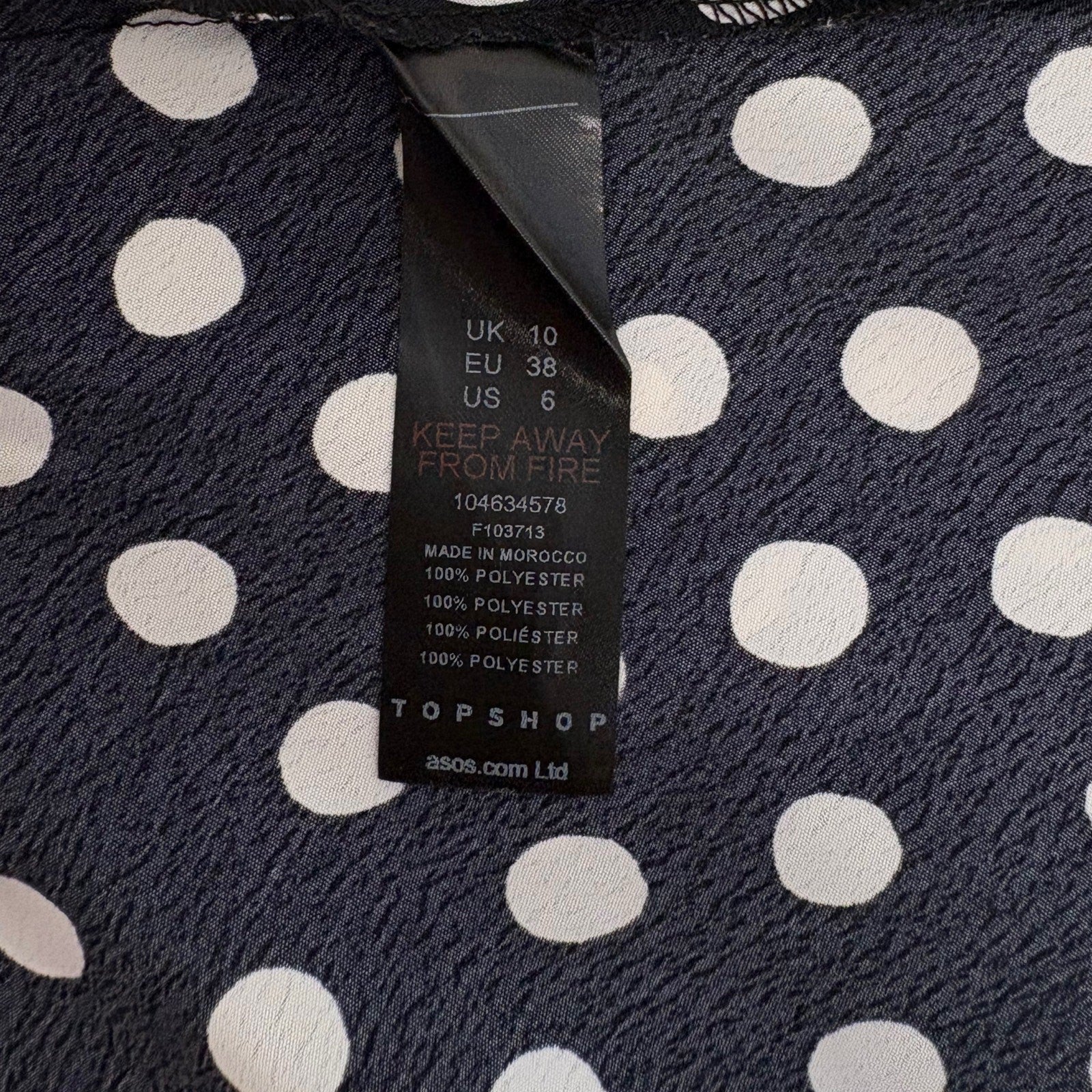 Topshop Black and white polka dot long dress in size 6