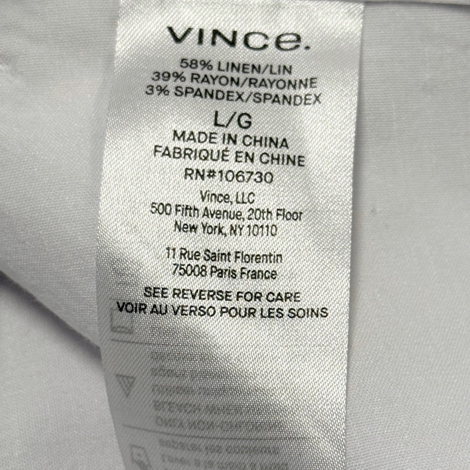 VINCE. LINEN MIX WHITE WOMAN'S PANTS SIZE L