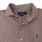 Men's checkered Polo By Ralph Lauren dress shirt in white and burgundy size M