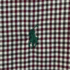 Men's checkered Polo By Ralph Lauren dress shirt in white and burgundy size M