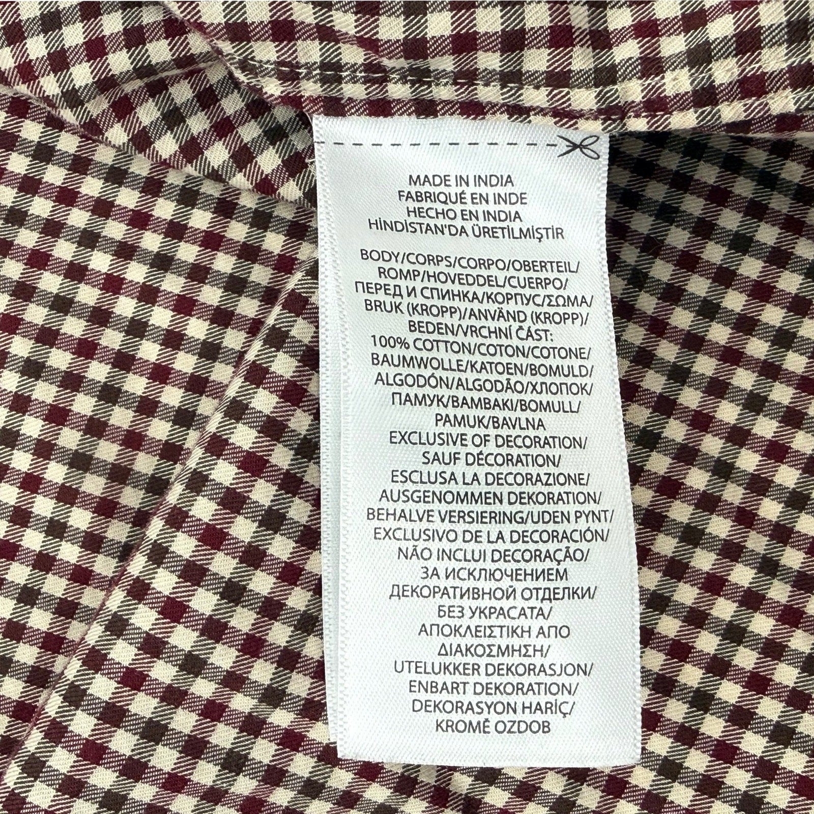 Men's checkered Polo By Ralph Lauren dress shirt in white and burgundy size M