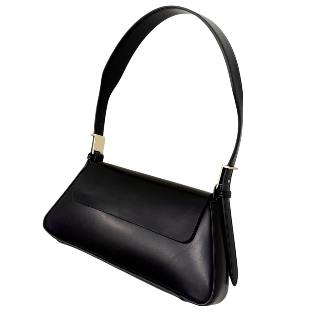 Zara Black Minimalist Baguette Shoulder Bag Silver Hardware Y2K Style